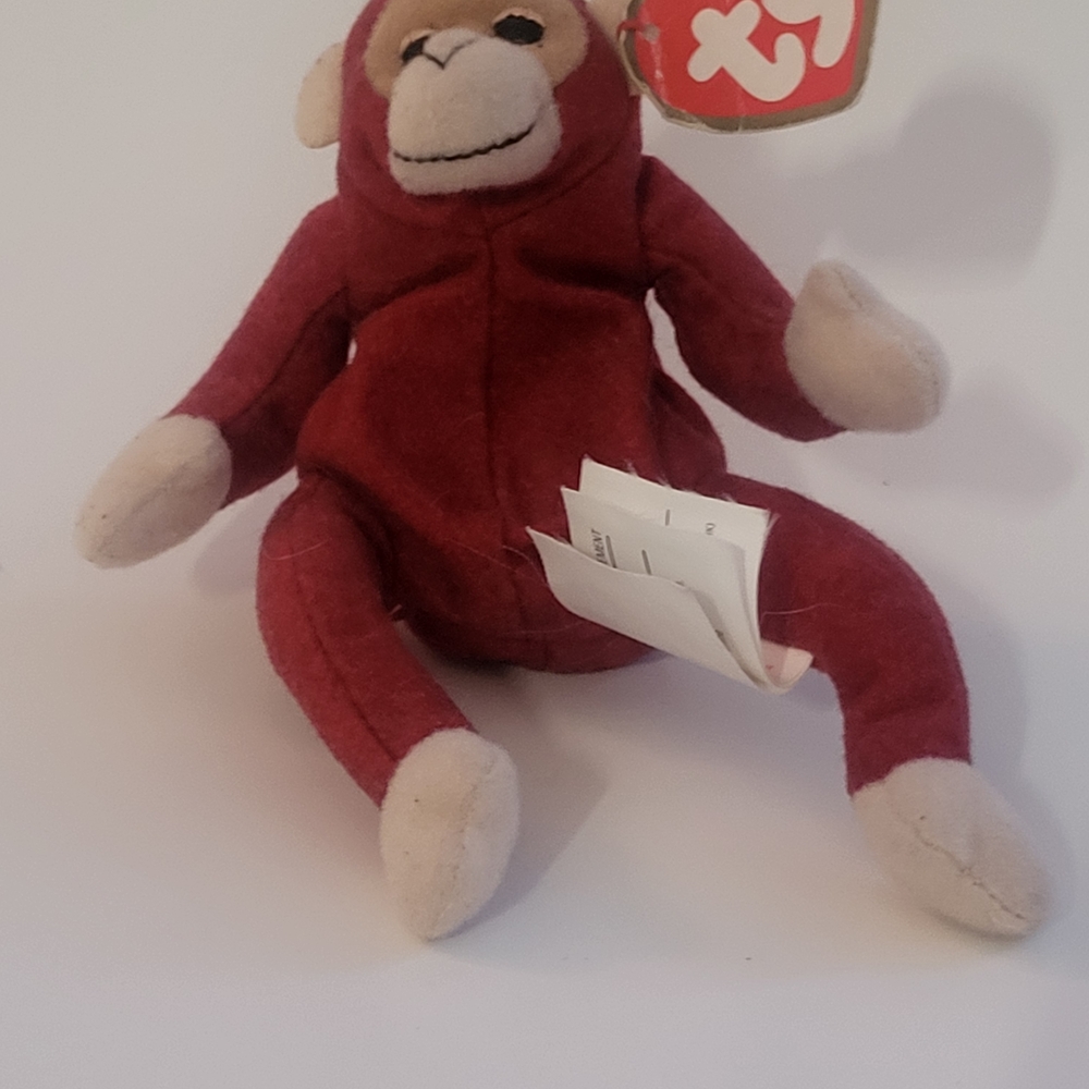 Ty Red Orangutan Teenie Beanie Baby with Cream Face